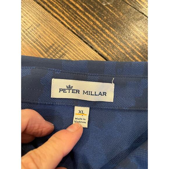 Peter Millar Golf Polo Men XL Blue Camo Indianapolis Colts Game Day Tailgate - Picture 2 of 9